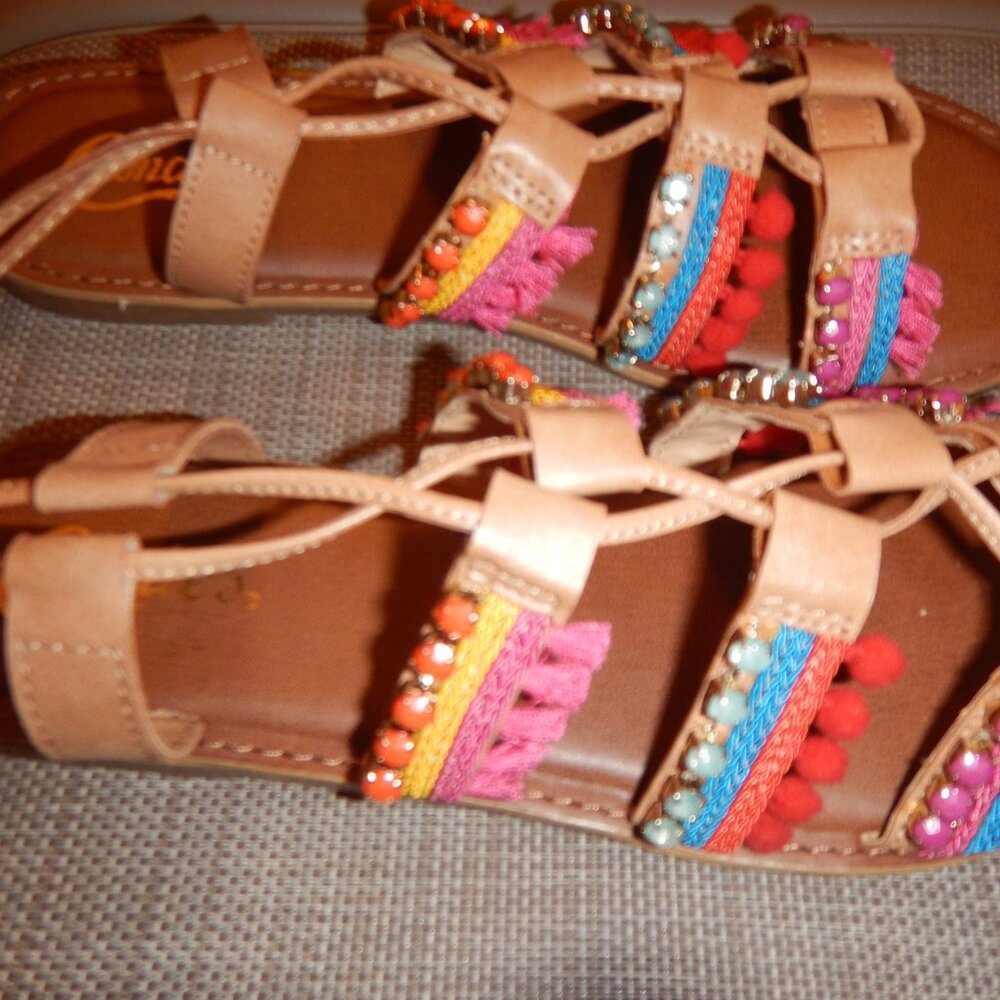 CANDIES SANDALS VERY COLORFUL LACE UP THE ANKLE